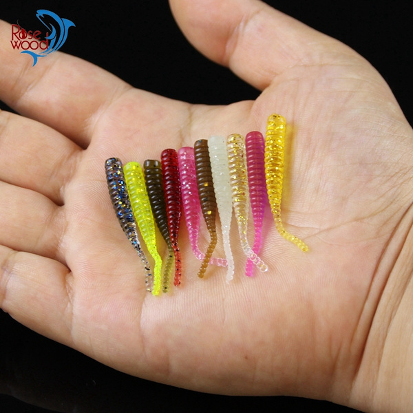 100Pcs Fishing Lure Mini Soft Worm 0.3g 45mm Needle Tail Soft Lure