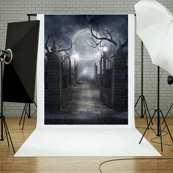 Nightmare Before Christmas Halloween Theme Moon Night Backdrop Photo ...