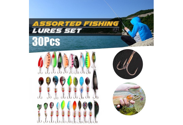 30PCS Metal Fishing Lures with Treble Hooks Assorted Inline Spinner Fish Baits & Spoons for Bass Salmon Trout Freshwater | Wish 30PCS Metal Fishing Lures with Treble Hooks Assorted Inline Spinner Fish Baits & Spoons for Bass Salmon Trout Freshwater | Wish