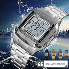 LED Watch, Sports Watch Men, Fashion, Stainless Steel