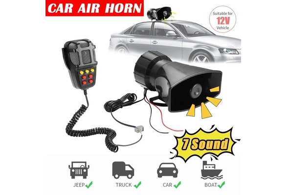 12V 100W 7 Sound Loud Car Warning Alarm Police Fire Siren Horn Speaker Set