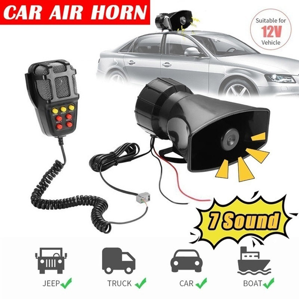 Newest 100w 12v Loud Car Police Alarm 7 Sound Loud Car Alarm Police Fire Horn Siren Pa Speaker Mic System Reversing Horn Wish