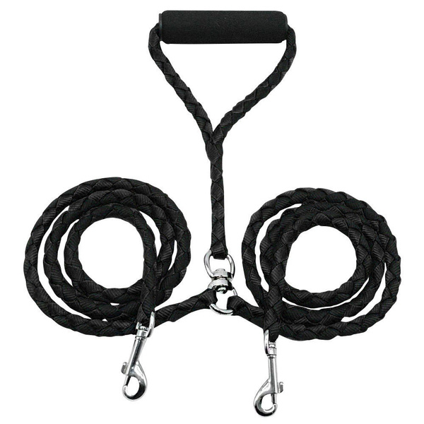 Double Dog Leash 360° Swivel Durable No Tangle & Soft Handle Dog