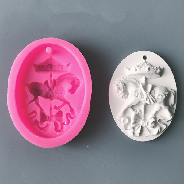 KUXSE 3D Carousel Horse Silicone Cake Decorating Mold Tools Sugar Candy