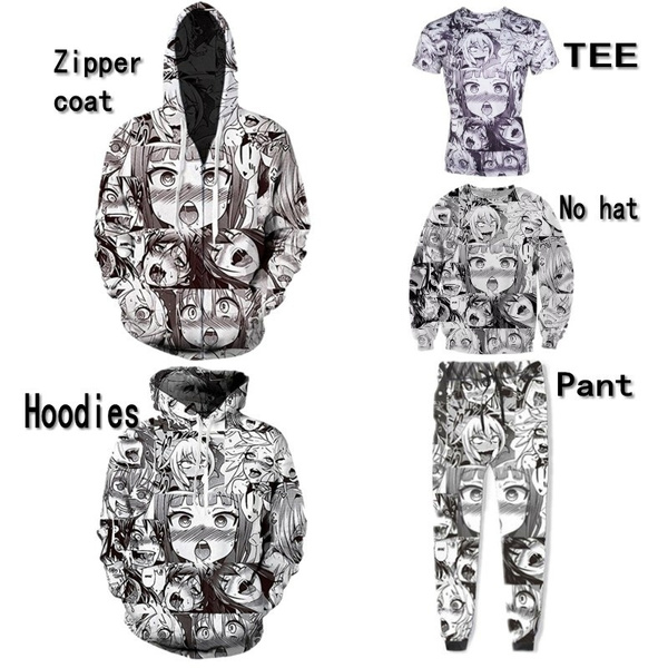 5 Styles New Men s Hoodie Graphic Pullover Ahegao Hentai Japanese Anime Sweatshirts 3D Print Hoodies Zipper Coat T shirt Pant