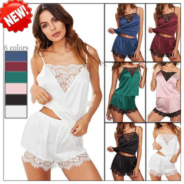 2020 BRAND NEW 6 Colors Woman's Satin Lace Sleepwear Babydoll Lingerie ...