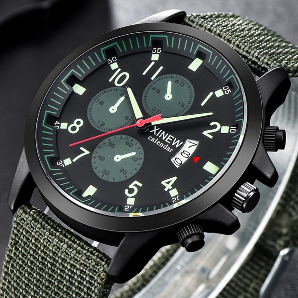 Men’s Military Steel Military Date Quartz Analog Army Casual Dress 