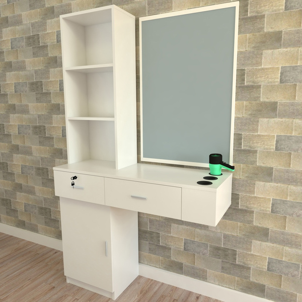 Locking Wall Mount Barber Salon Spa Station Hair Styling Black 3 Left Shelf Wish - Wall Mount Styling Station Wood Locking Wall Mount Barber Salon Spa Station Hair Styling Black 3 Left Shelf Wish - Wall Mount Styling Station Wood