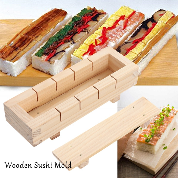Wooden Rectangular Sushi Press Mold Box Sushi Making Kit DIY Sushi