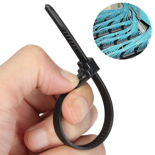 100Pcs Nylon Plastic Releasable Reusable Cable Tie Zip Wraps Ratchet Ties Wire 