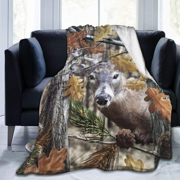 Realtree Camo Deer Fleece Blanket Soft Micro Microfiber Light Weight Warm Throw Blanket 3 Size