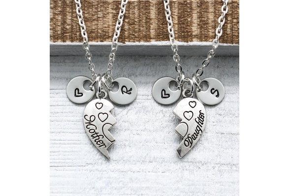 1 Pair Mother Daughter Puzzle Love Heart Pendant Necklace Gifts