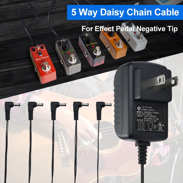 DC with 5 Way Cable Guitar Effects Pedal Power Supply Adapter 9V 1A DC with 5 Way Daisy Chain Cables for BOSS Dunlop Ditto TC Electronic Pedal Extended Length Cord 