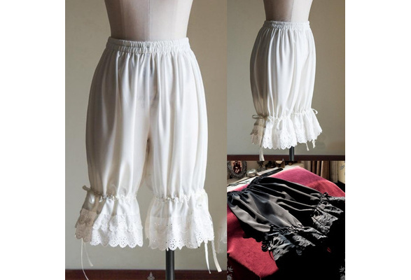 S-2XL New Fashion Women Classic Medieval Victorian Short Pants Vintage  Underwear Lolita Shorts Lady Girl Ruffle Bow White Lolita Bloomers Pants  Historical Halloween Cosplay Costume