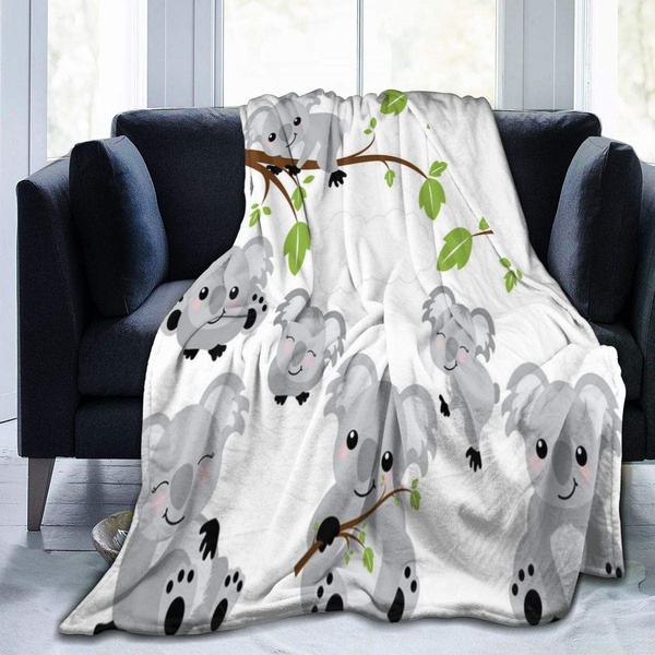 Fleece Plush Throw Blanket Comforter Cartoon Baby Koalas Faux Fur Soft
