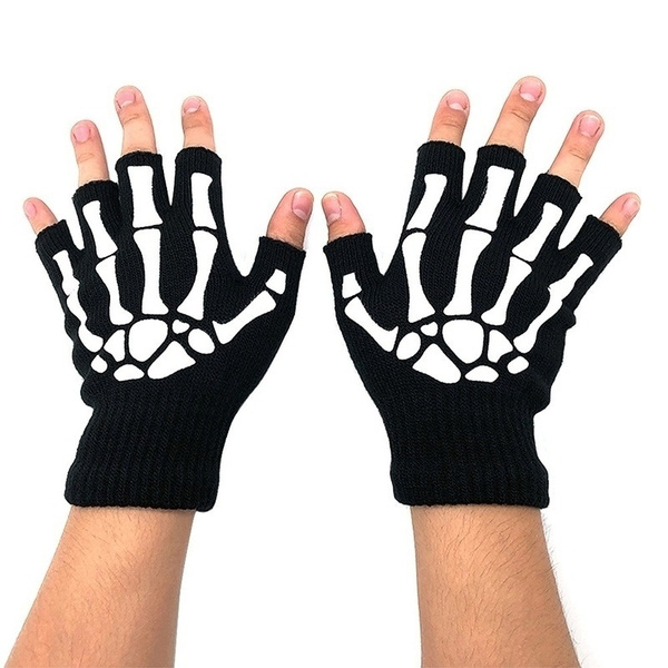 fingerless bone gloves