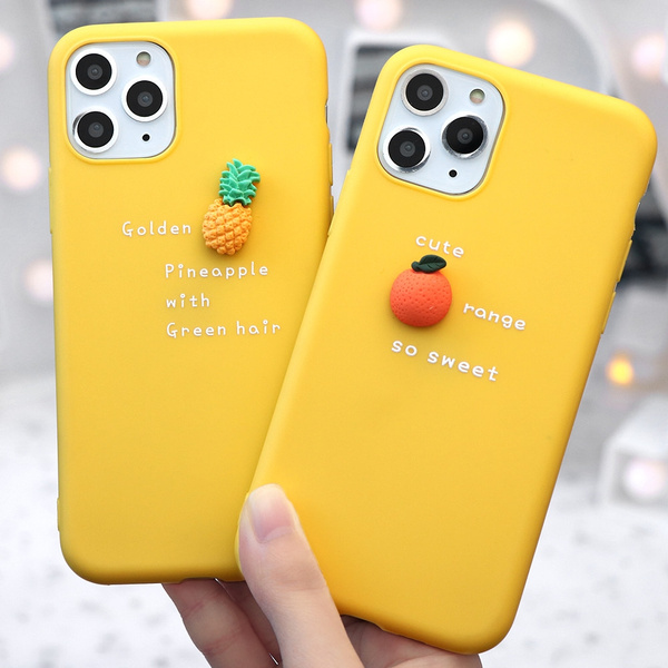 3D Fruit Cute Pineapple Girls Yellow Phone Case for iPhone 11 Pro Max XS Max XR X 8 7 6 Plus Cover Samsung A50 A70 S7 S8 S9 S10 A20e A10 A30 A40 A60