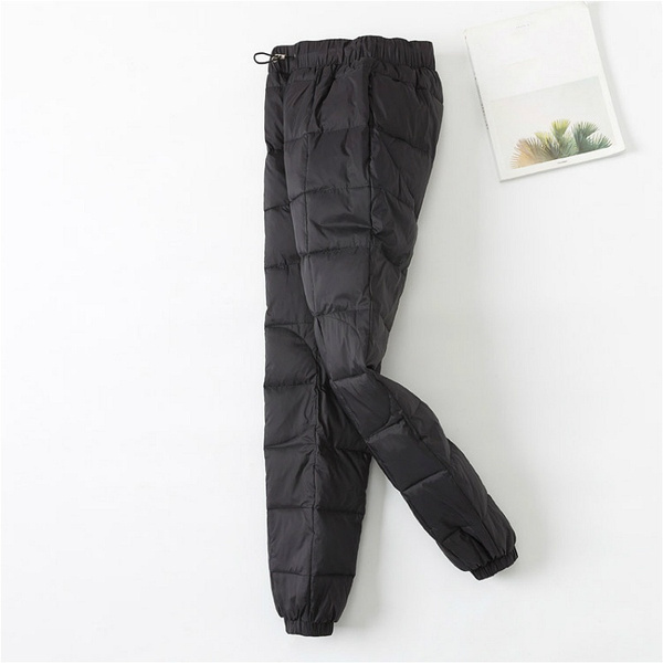 Women Padded Quilted Trousers Drawstring Puffer Pants Thick Sweatpants Warm  Winter Outdoor