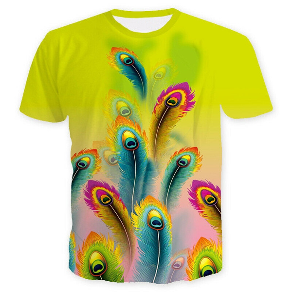 t shirt with peacock feathers