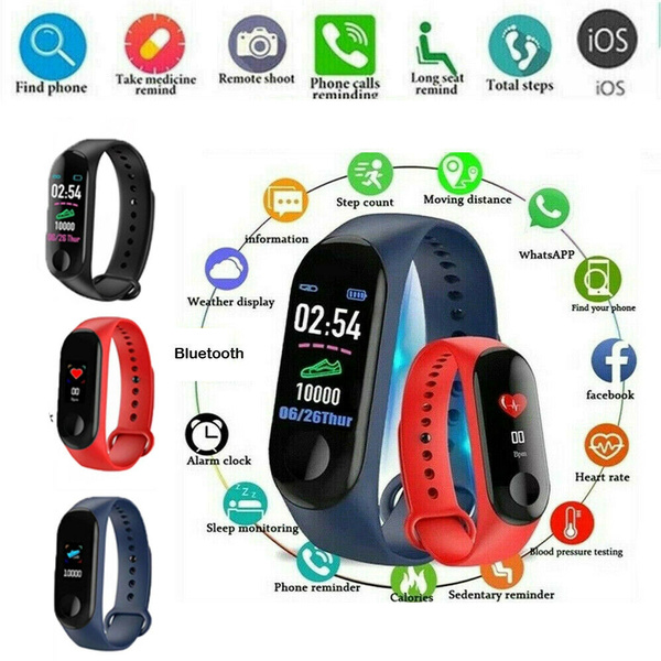 M3 Bluetooth Smart Watch Heart Rate & Blood Pressure Monitor Fitness