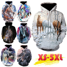 3D hoodies, horse, Moda, caballo