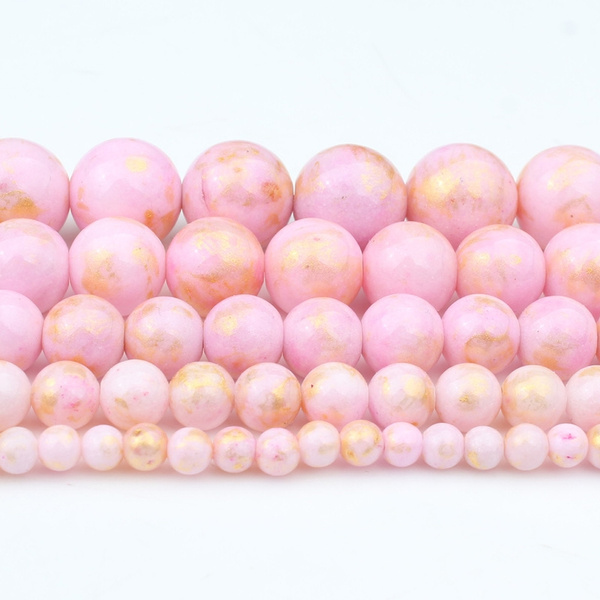 1pcs Pink Beads Lapis Lazuli Gold Stone Beads for Jewelry Making Diy Handicraft 15 Strand 4 6 8 10 12mm