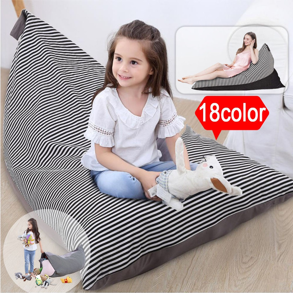 Carrying Kid's Stuffed Animal Storage Bean Bag Chair with Extra Long Zipper 