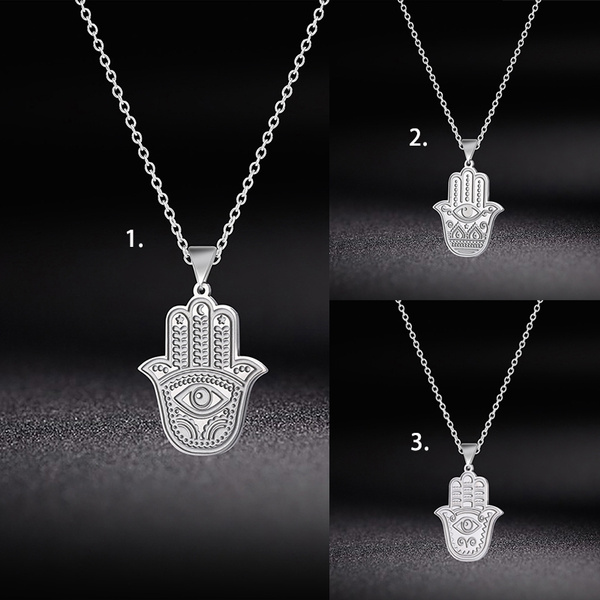 Buy Silver Hamsa Necklace, Stainless Steel, Hamsa Necklace, Mens Pendants, Mens  Necklace, Free Tracked Shipping, Chain & Pendant, Gift for Him Online in  India - Etsy