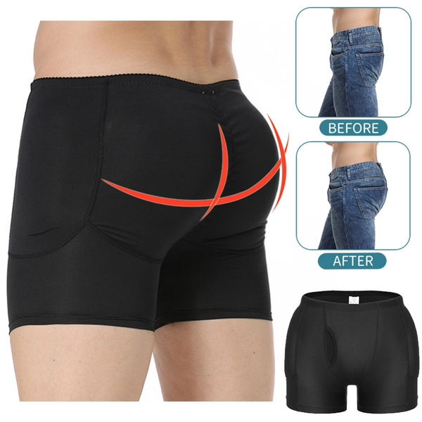 Men Padded Brief Shapewear Shorts Butt Booster Underwear Hip-up