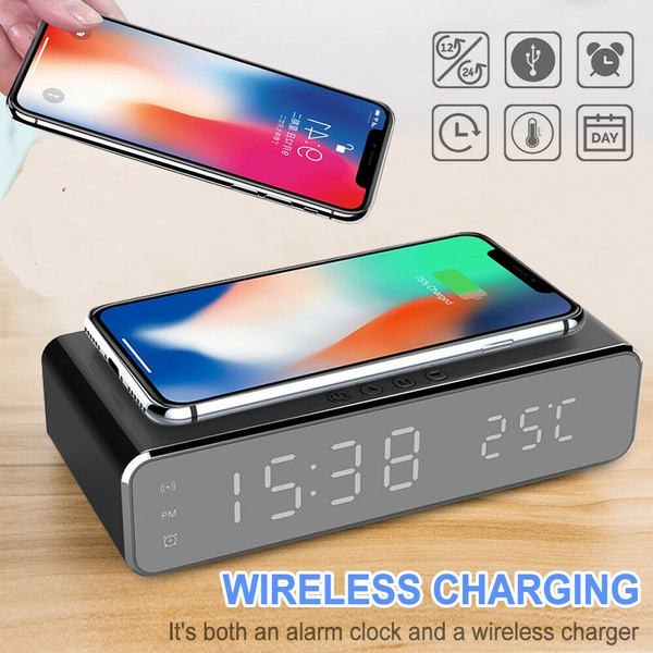 3 styles LED electric alarm clock with phone charger wireless desktop