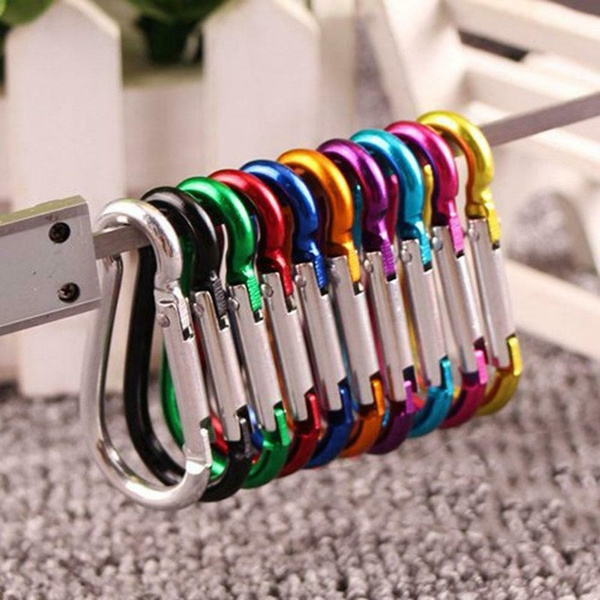 Carabiner Clip Aluminum D-Ring Spring Loaded Gate Small Keychain Carabiners  Clip Set for Outdoor Camping Mini Lock Hooks Spring Snap Link Key Chain
