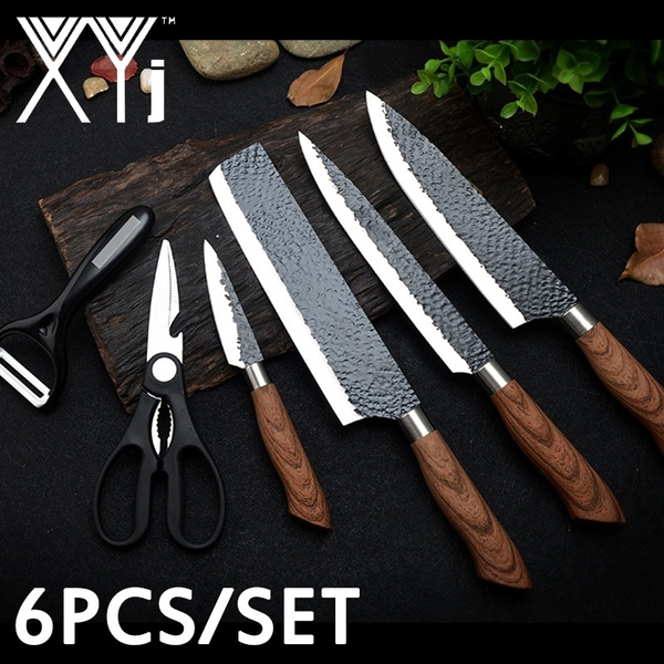 6PCS Kitchen Knife Set with Blade Cover Stainless Steel Sharp Chef