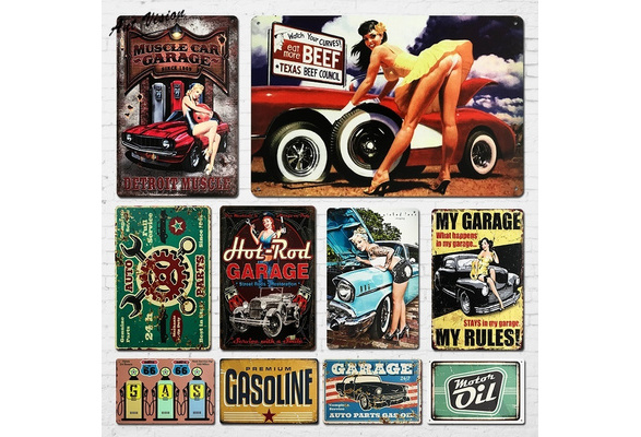 My Garage My Rules Hot Rod Metal Tin Sign Auto Shop Mechanic Picture Poster New 