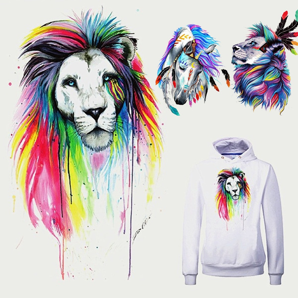 Acxico 2-Pack Lion Iron-On Heat Transfer Patches - 20cm X 20cm, DIY Clothing Applique For T-Shirts, Jackets, Bags