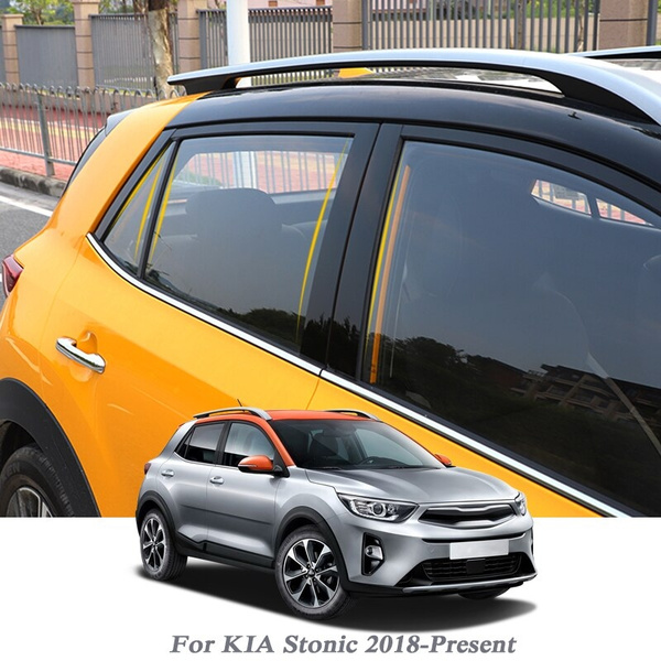 8pcs Car Styling For Kia Stonic 2018-Present Car Window Trim Sticker Middle  Column Stickers PVC External Accessories