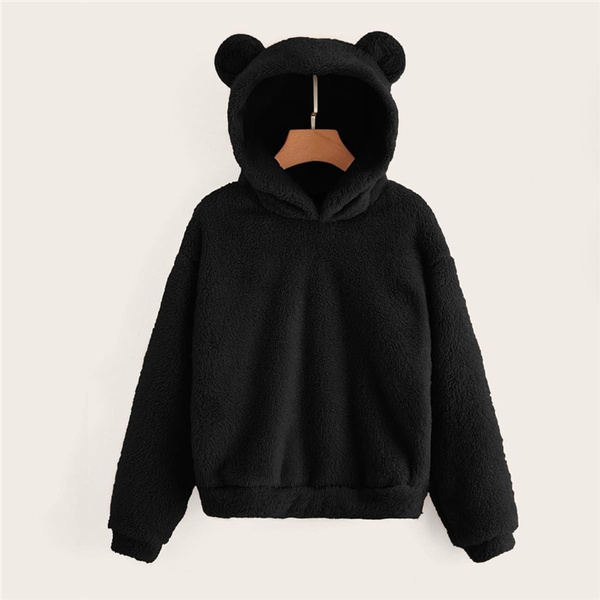 Solid cheap teddy hoodie