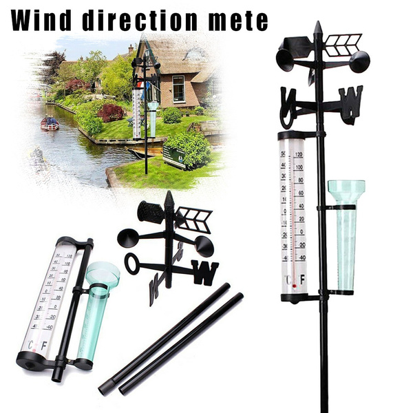 Outdoor Weather Station Garden Thermometer Weather Vane & Rain