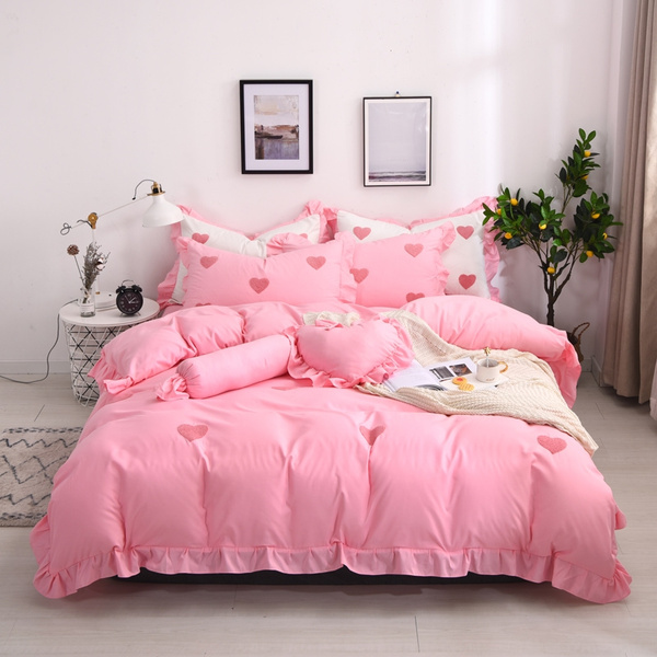Pink Bedding Heart Shaped Pattern 100, Pink Twin Bed Sheets