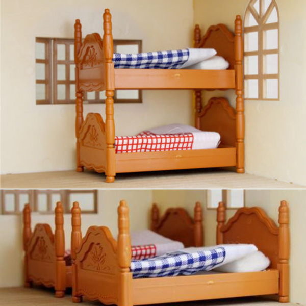 Plastic Bunk Bed Miniature Dollhouse, Dollhouse Furniture Bunk Beds