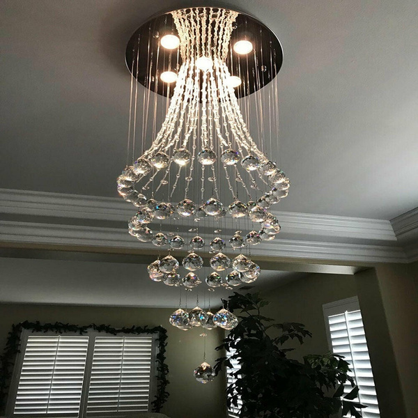 Modern Crystal Glass Rain Drop Ceiling Light Chandelier K9 Crystal ...