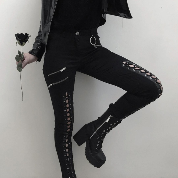 Gothic Women Pants Pencil Pants Skinny 