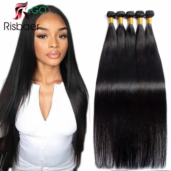 Brazilian Virgin Hair Weave 5 Bundles 50g Brazilian Hair Straight Remy Human Hair Bundle Deal Natural Color Wish