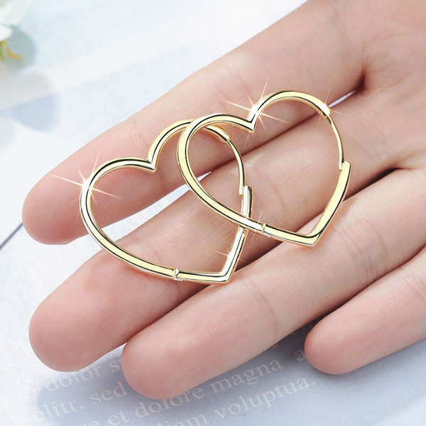 White gold heart deals hoop earrings