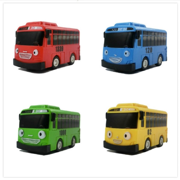 4 Pcs Korean Cartoon Pull Back Cars Toy The Little Bus TAYO Friends 