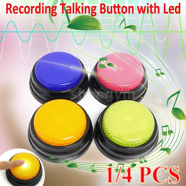 Voice Recorder Button,Recordable Talking Button with Led Function Learning Answer Buzzers Silver Easy Carry 30S Voice Recording Sound Button Voice Recorder Button,Recordable Talking Button with Led Function Learning Answer Buzzers Silver Easy Carry 30S Voice Recording Sound Button