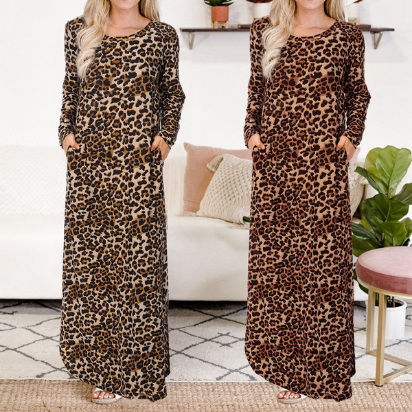 leopard print maxi dress long sleeve