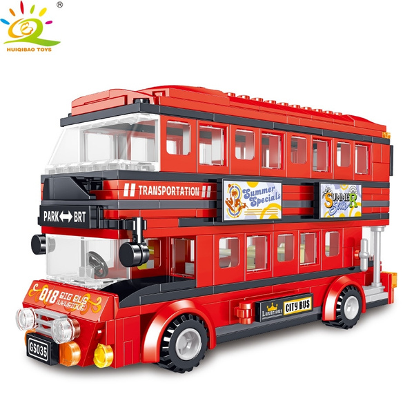 ZRK London Double Decker Bus Red Car DIY Diamond Mini Building Nano Blocks Toy 