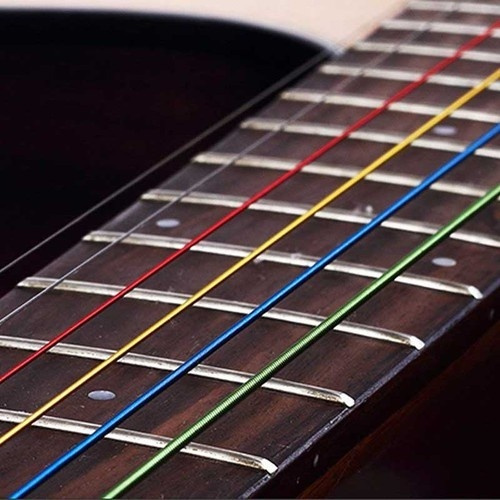 6Pcs Set Acoustic Guitar Strings Rainbow Colorful Guitar Strings E A For Acoustic Folk Guitar Classic Guitar Multicolor