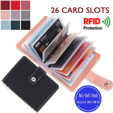 Women Men Leather 26 Slots ID Credit Card Holders RFID Blocking Wallet Case Pocket Bag