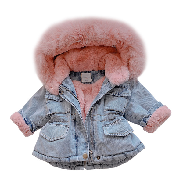 infant jean jacket with fur